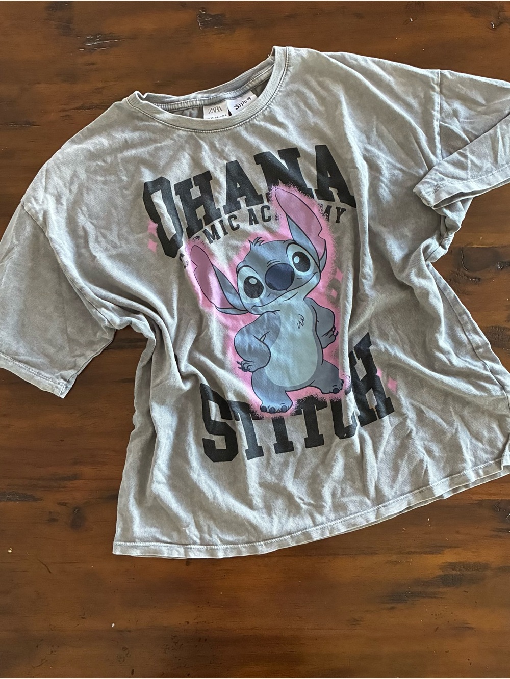 Zara x Disney Lilo & Stitch Gray Graphic Kids Tee - Stitch Design